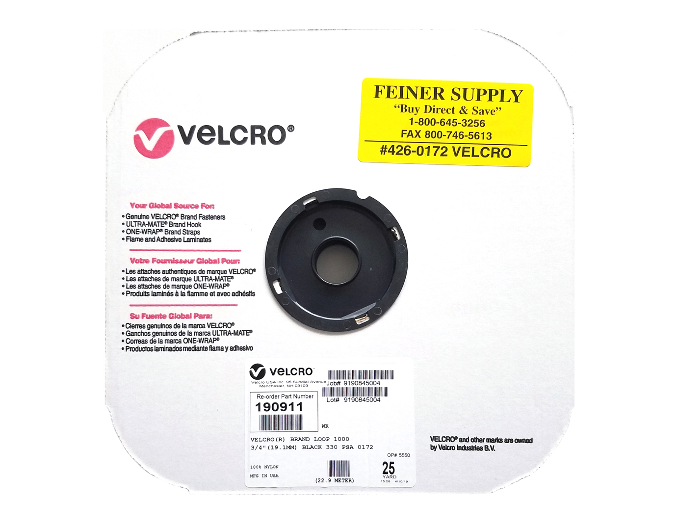 VELCRO 1021-AP-PSA/H Beige Nylon Woven Fastening Tape Pressure Sensitive Adhesive Back Hook Type 15 Length 1/2 Wide 