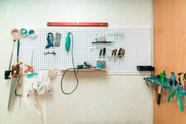 garage tools organized with velcro